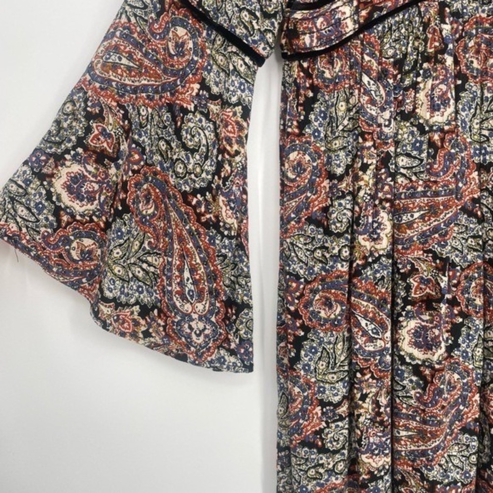 American Eagle Women's Floral Bohemian Keyhole Bell Sleeves Mini Dress Size S - Picture 13 of 14